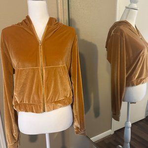 Fabletics Gold Velvet Hooded Zip-Up with Matching Sports Bra